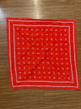 Red Bandana Scarf with White Print Oktoberfest